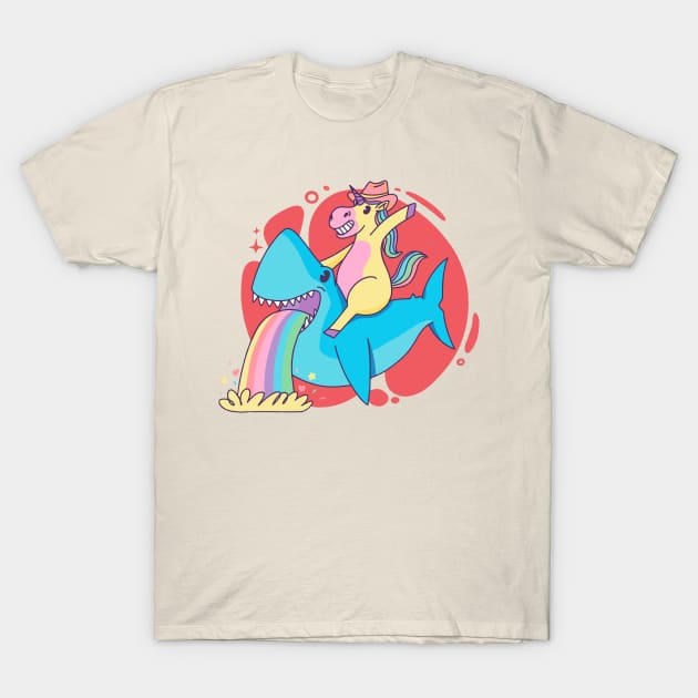 Unicorn Riding Shark T-Shirt by Aratack Kinder